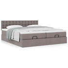 Ottoman bed with mattresses 200x200cm fabric taupe