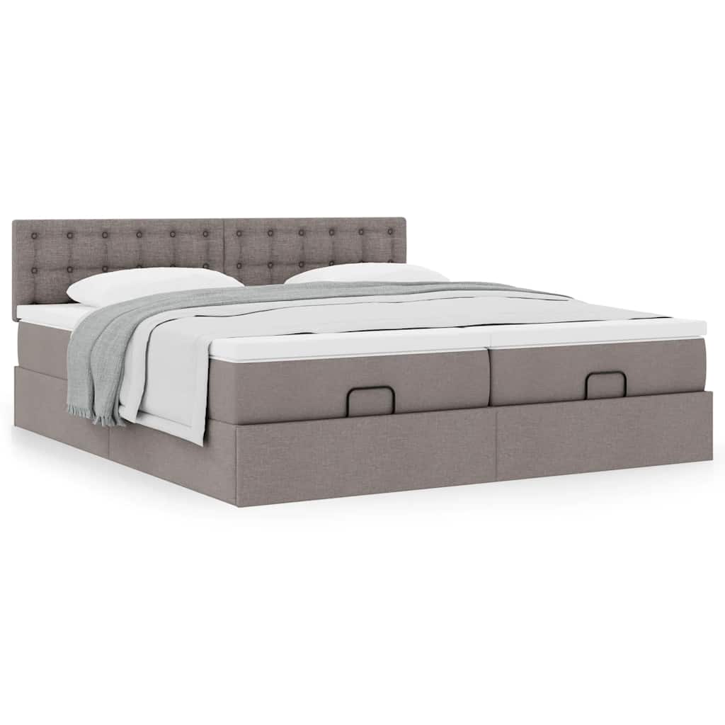 Ottoman bed met matrassen 200x200cm stof taupe