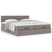 Ottoman bed with mattresses 200x200cm fabric taupe