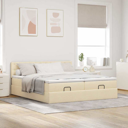 Ottoman bed met matrassen 200x200cm stof crèmekleurig