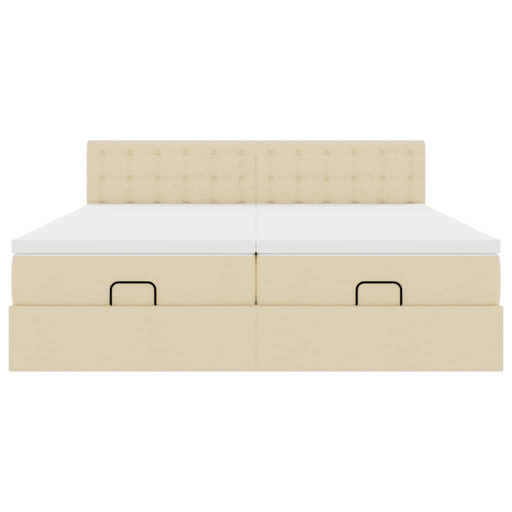 Ottoman bed met matrassen 200x200cm stof crèmekleurig