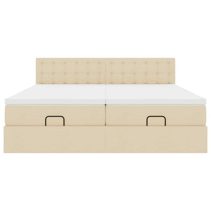 Ottoman bed met matrassen 200x200cm stof crèmekleurig