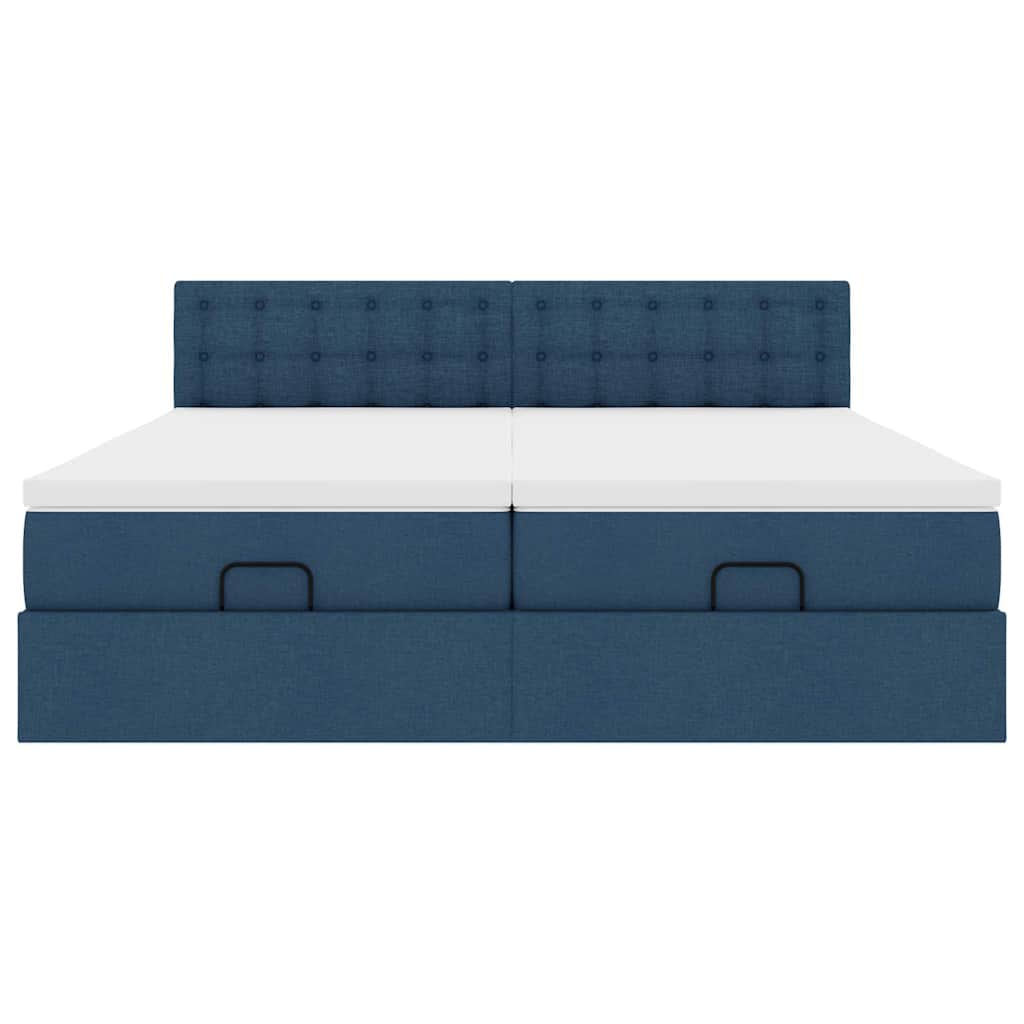 Ottoman bed met matrassen 200x200cm stof blauw