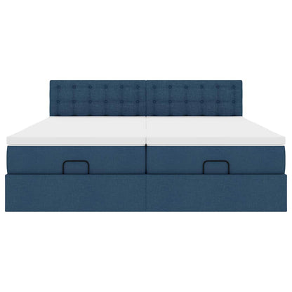 Ottoman bed met matrassen 200x200cm stof blauw
