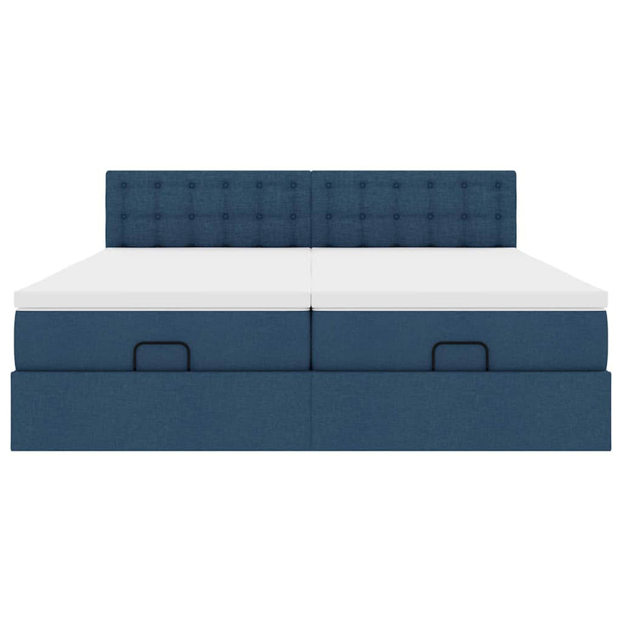 Ottoman bed met matrassen 200x200cm stof blauw