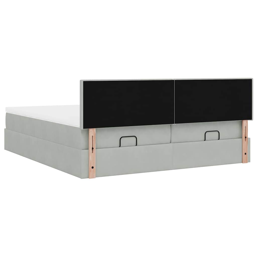 Ottoman bed met matrassen 160x200cm fluweel lichtgrijs