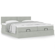 Ottoman bed 160x200 cm fluweel lichtgrijs met opbergruimte