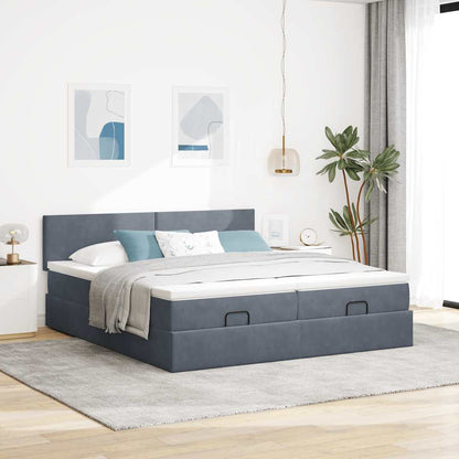 Ottoman bed met matrassen 160x200cm fluweel donkergrijs