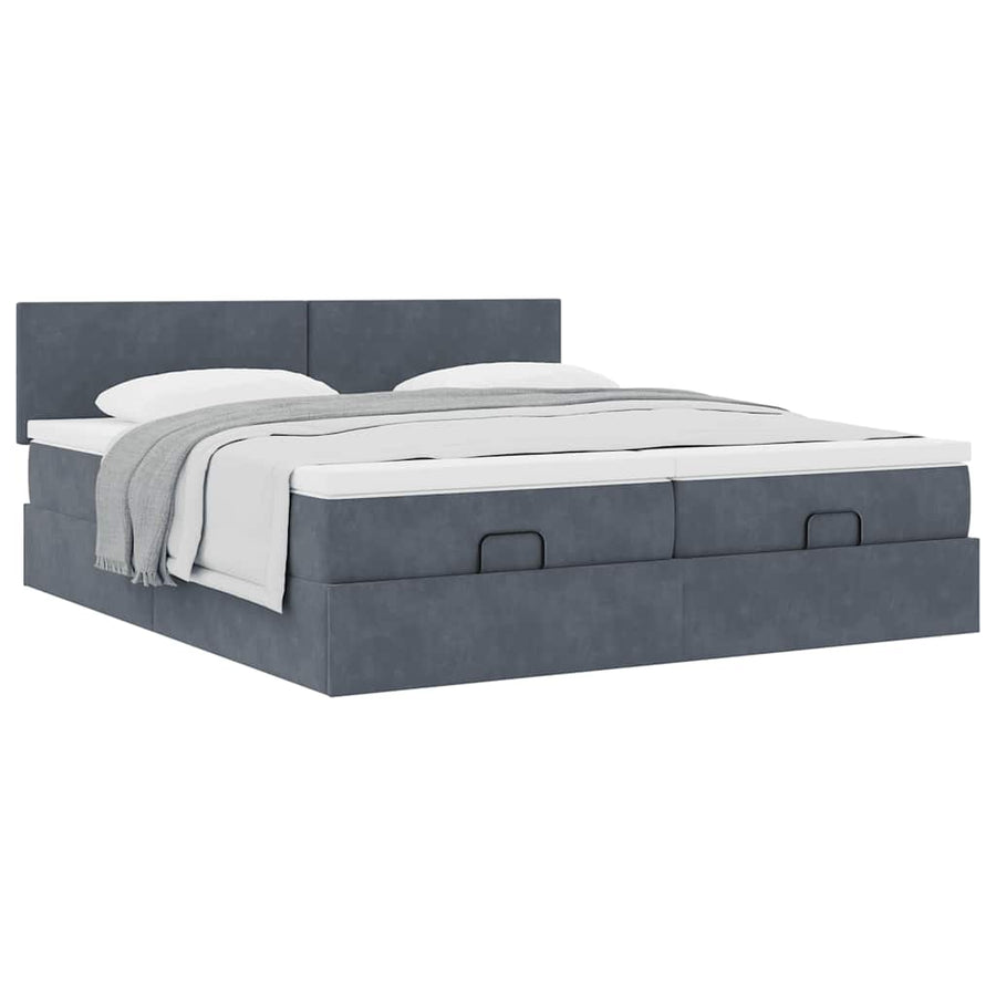 Ottoman bed met matrassen 160x200cm fluweel donkergrijs