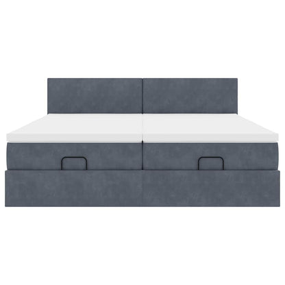 Ottoman bed met matrassen 160x200cm fluweel donkergrijs
