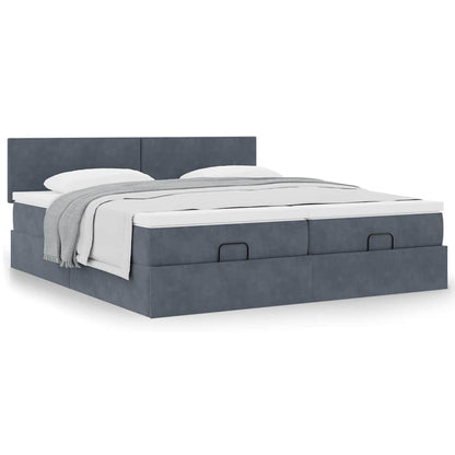 Ottoman bed met matrassen 160x200cm fluweel donkergrijs