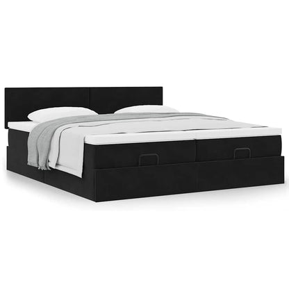 Ottoman bed met matrassen 160x200cm fluweel zwart