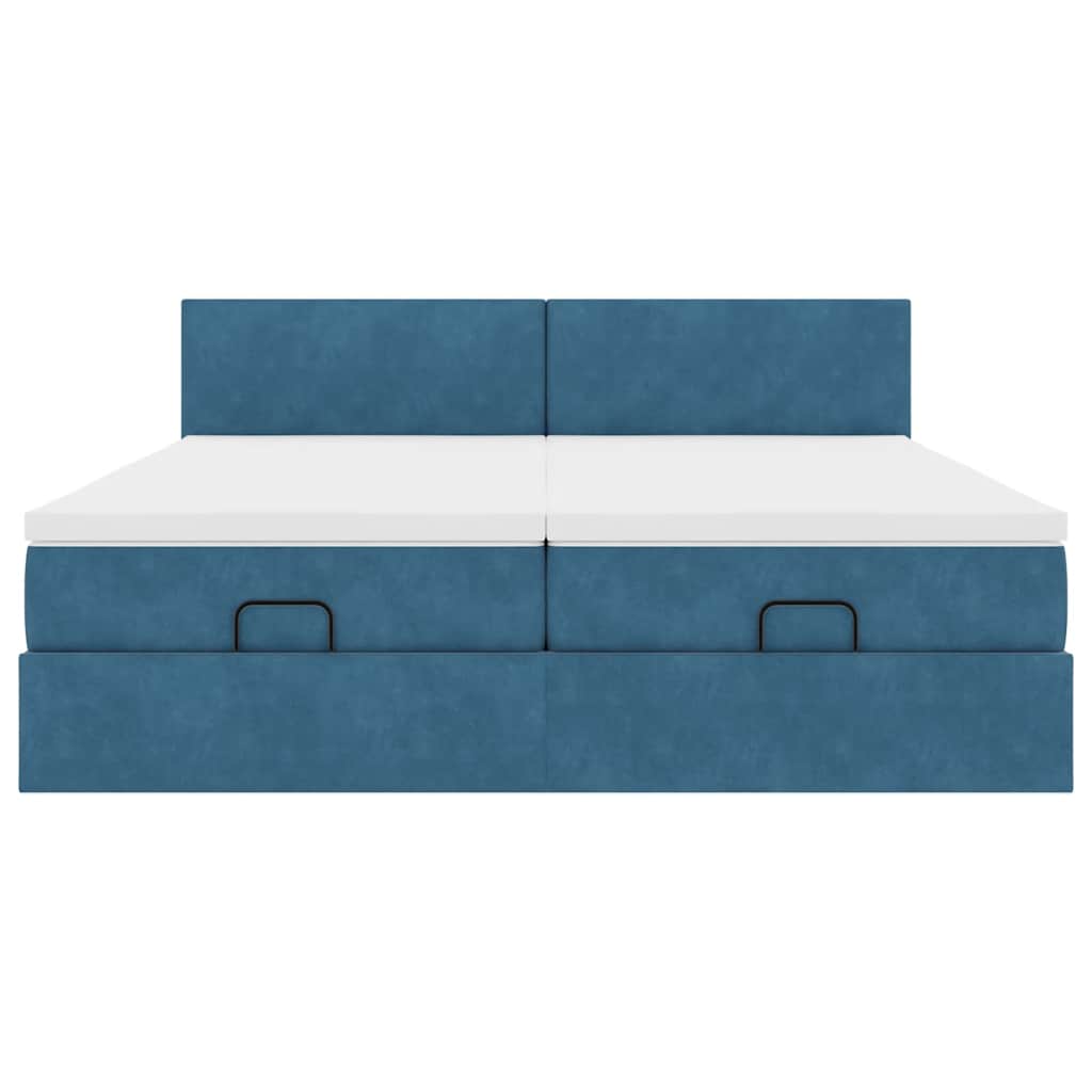 Ottoman bed met matrassen 160x200cm fluweel donkerblauw
