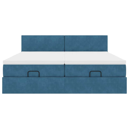 Ottoman bed met matrassen 160x200cm fluweel donkerblauw