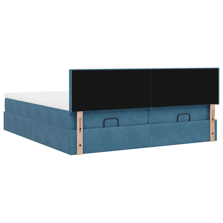 Ottoman bed met matrassen 160x200cm fluweel donkerblauw