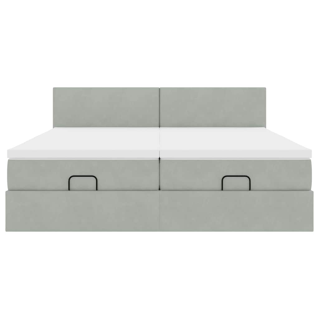 Ottoman bed met matrassen 180x200cm fluweel lichtgrijs