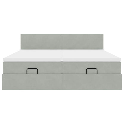 Ottoman bed met matrassen 180x200cm fluweel lichtgrijs