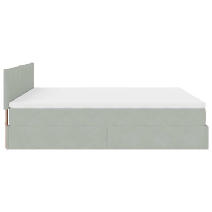 Ottoman bed met matrassen 180x200cm fluweel lichtgrijs