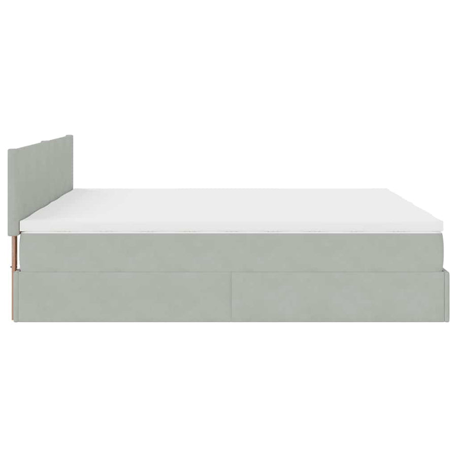 Ottoman bed met matrassen 180x200cm fluweel lichtgrijs