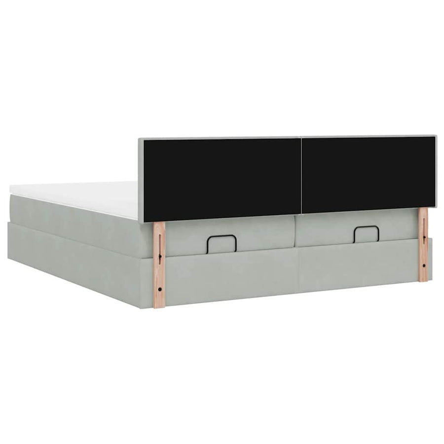 Ottoman bed met matrassen 180x200cm fluweel lichtgrijs
