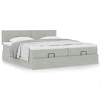 Ottoman bed with mattresses 180x200cm velvet light grey