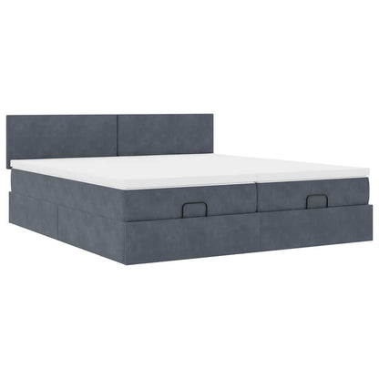 Ottoman bed met matrassen 180x200cm fluweel donkergrijs