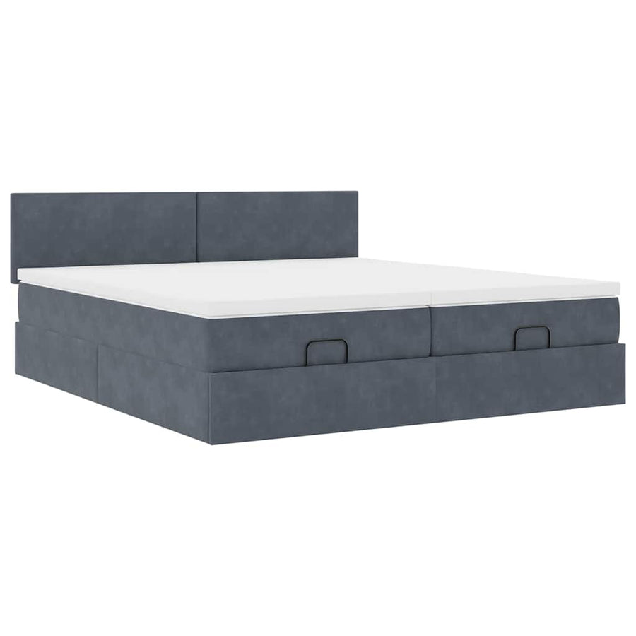 Ottoman bed met matrassen 180x200cm fluweel donkergrijs
