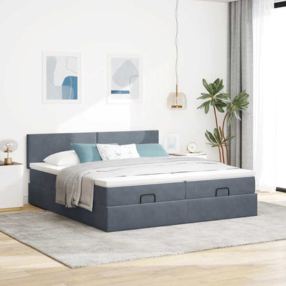 Ottoman bed met matrassen 180x200cm fluweel donkergrijs