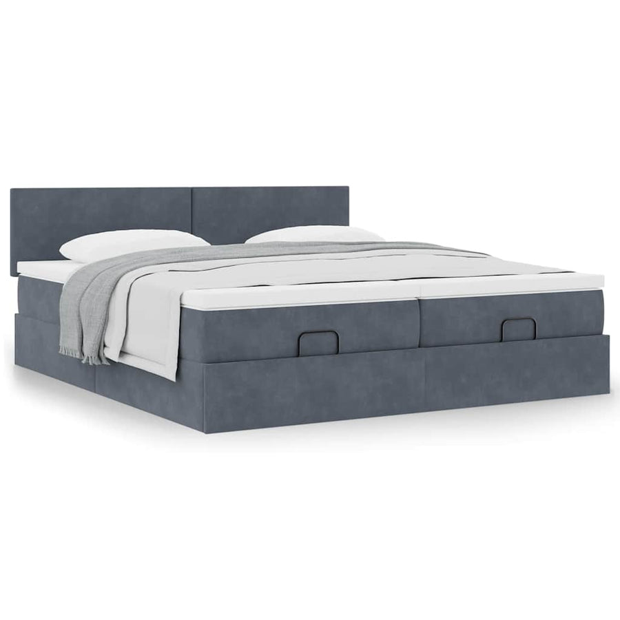 Ottoman bed met matrassen 180x200cm fluweel donkergrijs