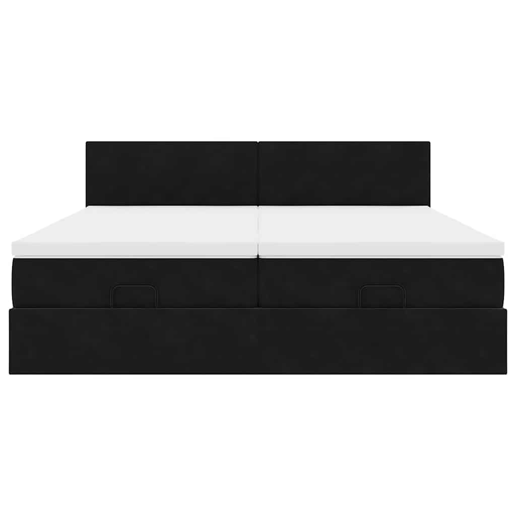 Ottoman bed met matrassen 180x200cm fluweel zwart