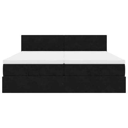 Ottoman bed met matrassen 180x200cm fluweel zwart