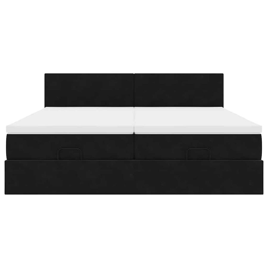 Ottoman bed met matrassen 180x200cm fluweel zwart
