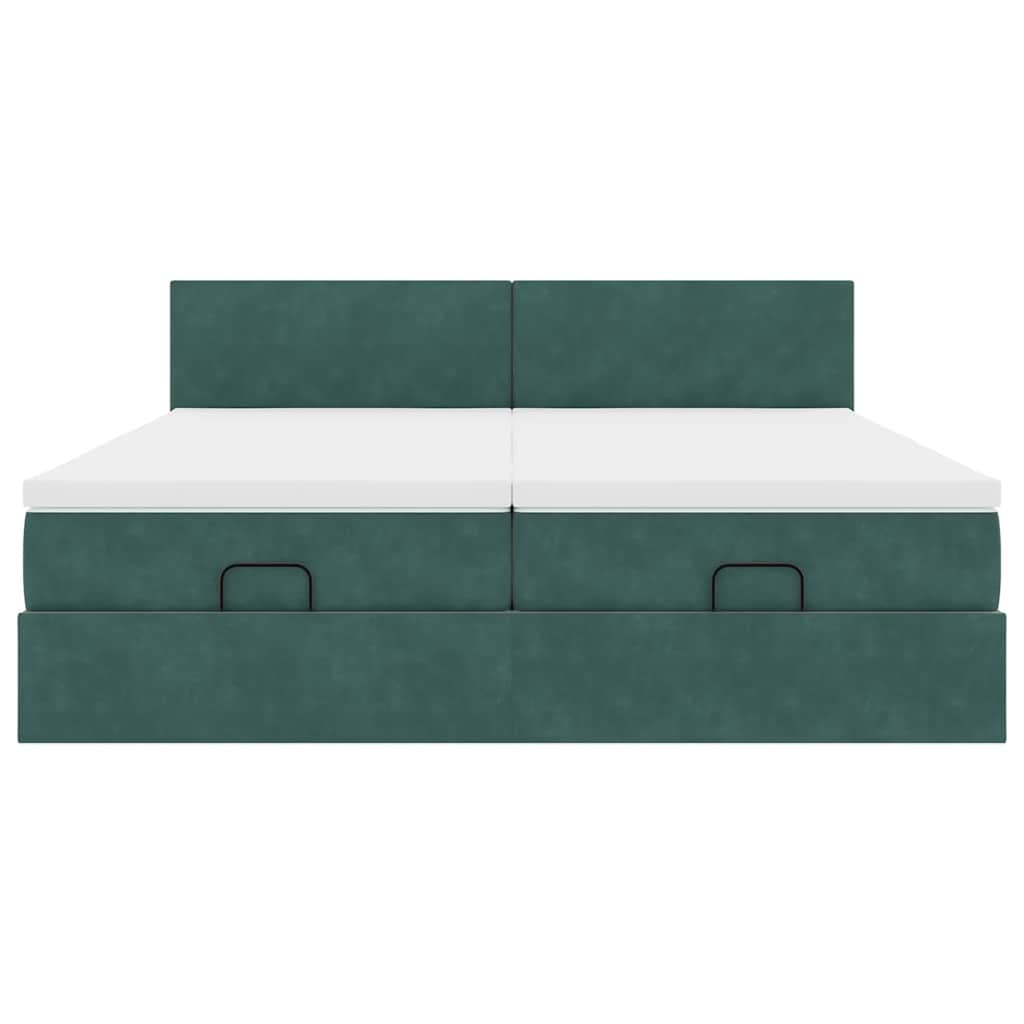 Ottoman bed met matrassen 180x200cm fluweel donkergroen