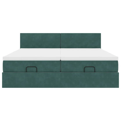 Ottoman bed met matrassen 180x200cm fluweel donkergroen