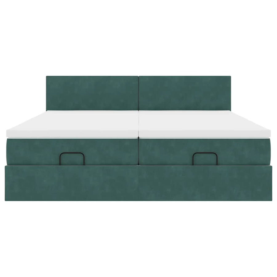 Ottoman bed met matrassen 180x200cm fluweel donkergroen