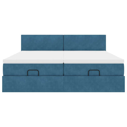 Ottoman bed met matrassen 180x200cm fluweel donkerblauw
