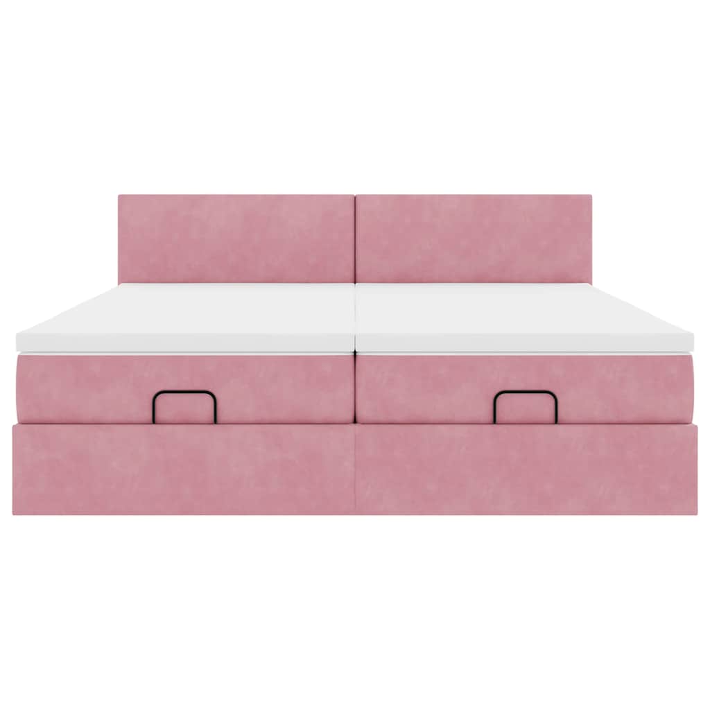 Ottoman bed met matrassen 180x200cm fluweel roze
