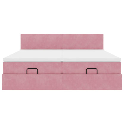 Ottoman bed met matrassen 180x200cm fluweel roze