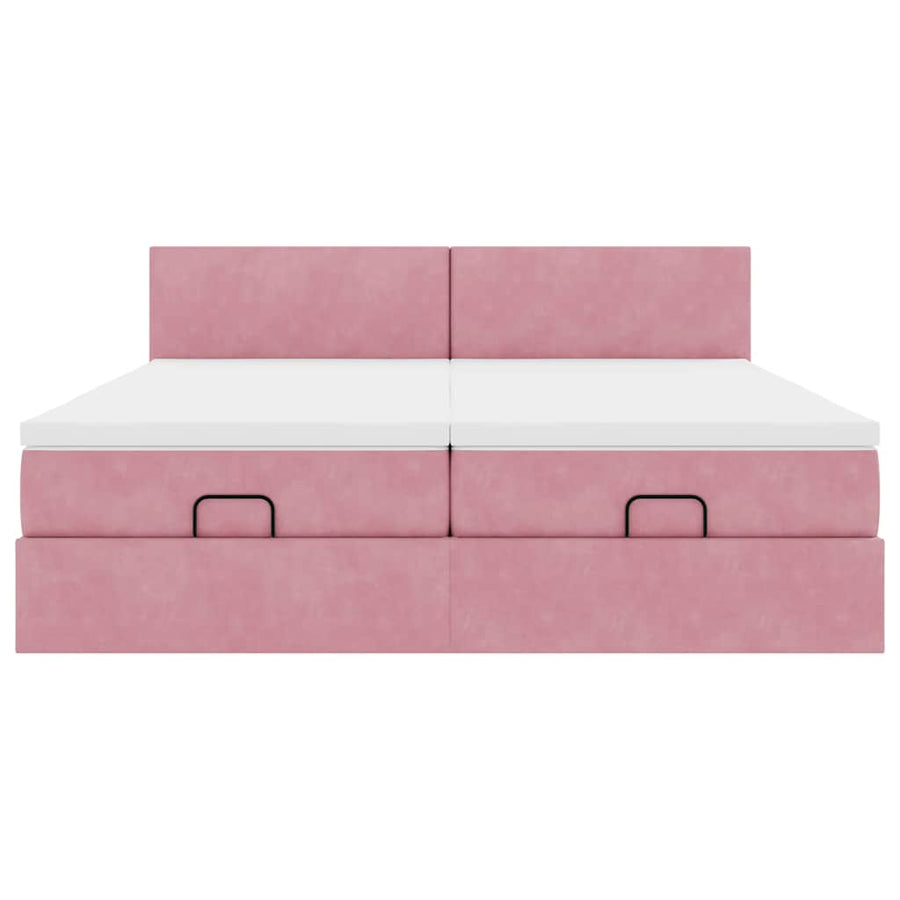 Ottoman bed met matrassen 180x200cm fluweel roze