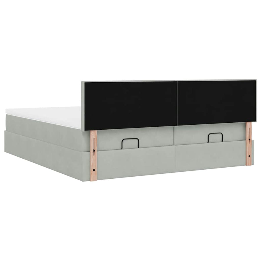Ottoman bed met matrassen 200x200cm fluweel lichtgrijs