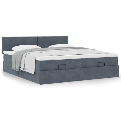 Ottoman bed met matrassen 200x200cm fluweel donkergrijs