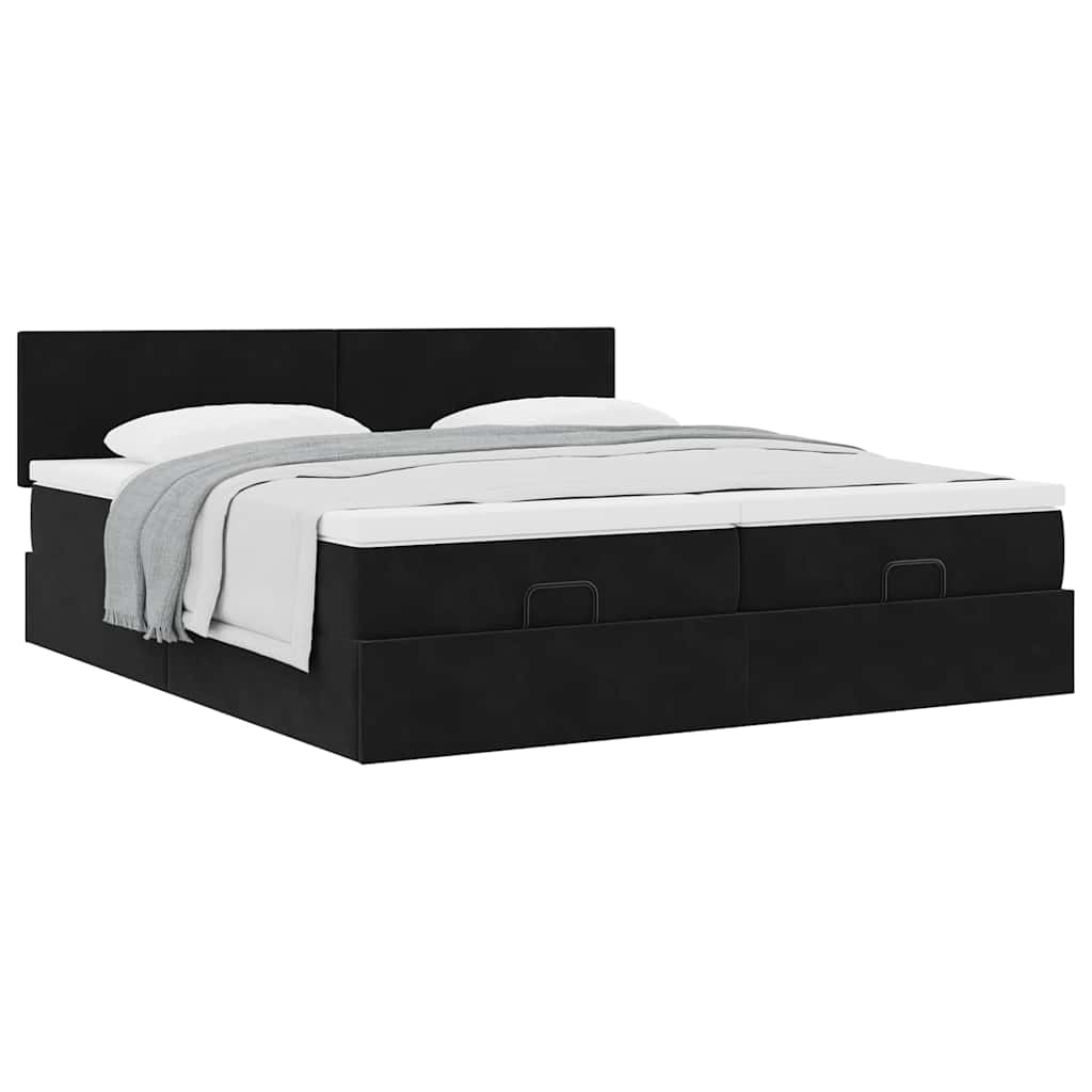 Ottoman bed met matrassen 200x200cm fluweel zwart