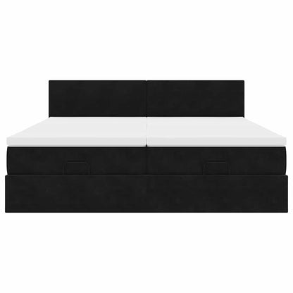 Ottoman bed met matrassen 200x200cm fluweel zwart