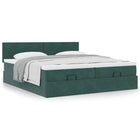 Ottoman bed with mattresses 200x200cm velvet dark green