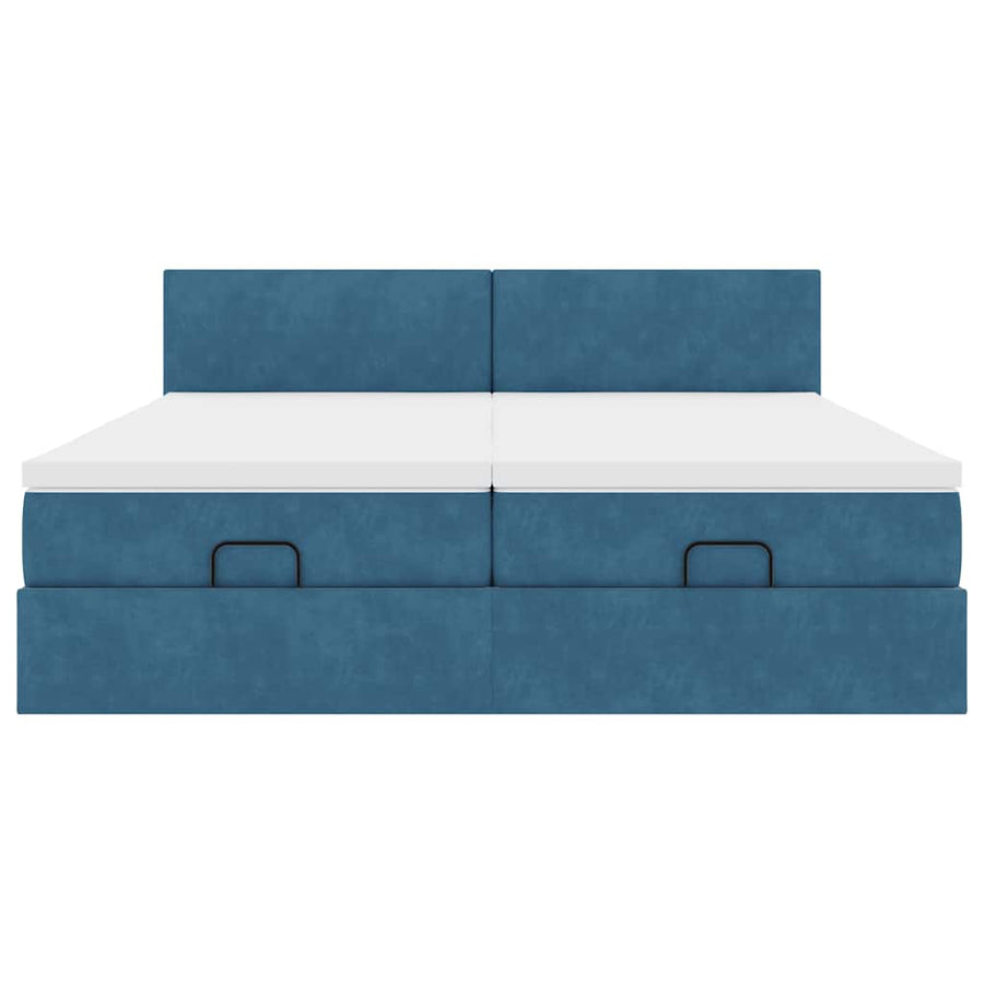 Ottoman bed met matrassen 200x200cm fluweel donkerblauw