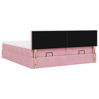 Ottoman bed met matrassen 200x200cm fluweel roze