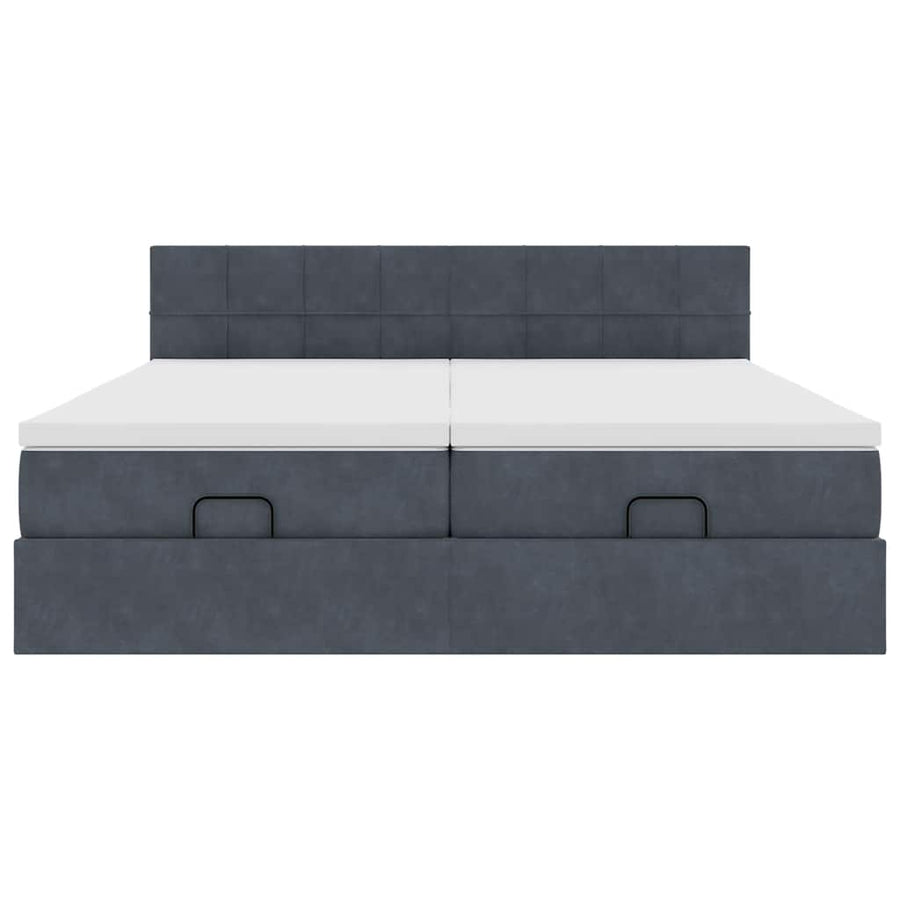 Ottoman bed met matrassen 160x200cm fluweel donkergrijs