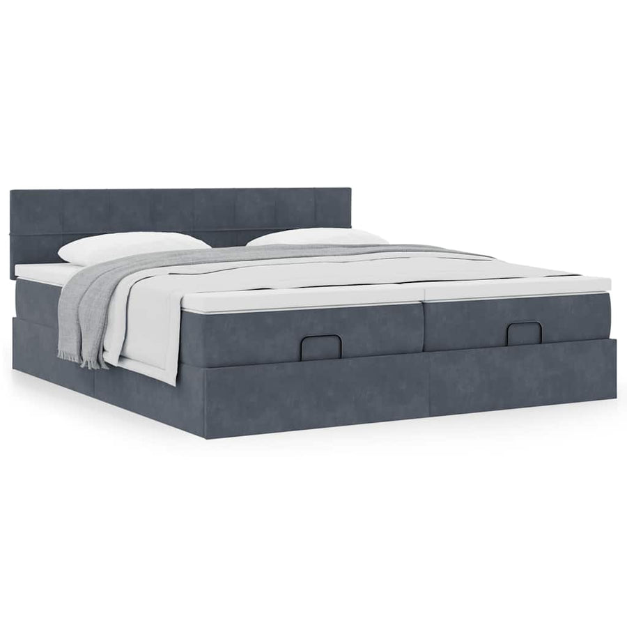 Ottoman bed met matrassen 160x200cm fluweel donkergrijs