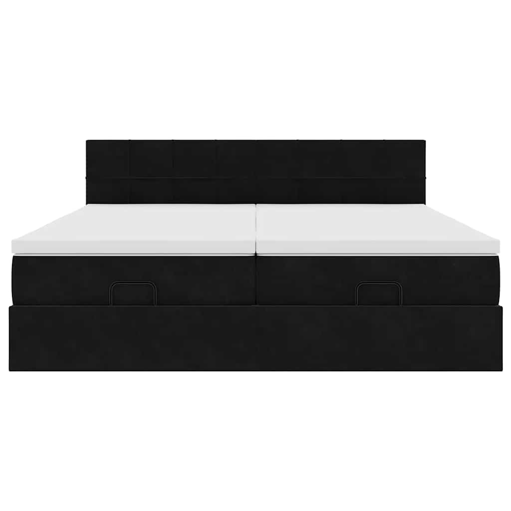 Ottoman bed met matrassen 160x200cm fluweel zwart