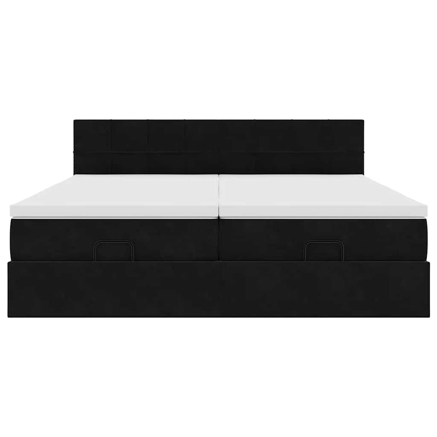 Ottoman bed met matrassen 160x200cm fluweel zwart